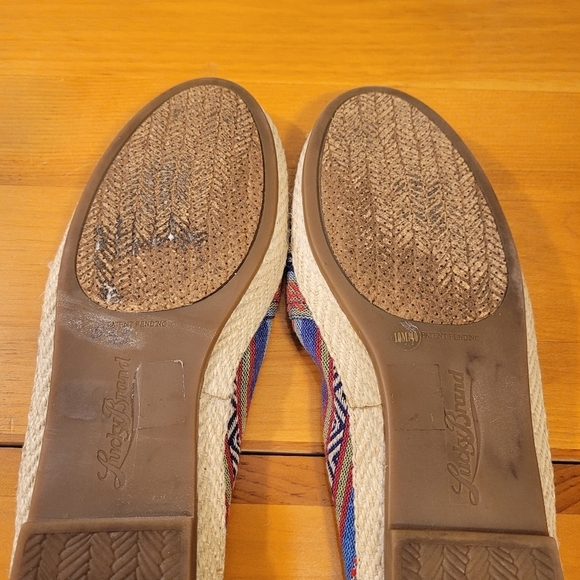 Lucky Brand Sz 10 Colorful Espadrille Flats Striped Canvas Jute Slip On Bohemian - Picture 11 of 11